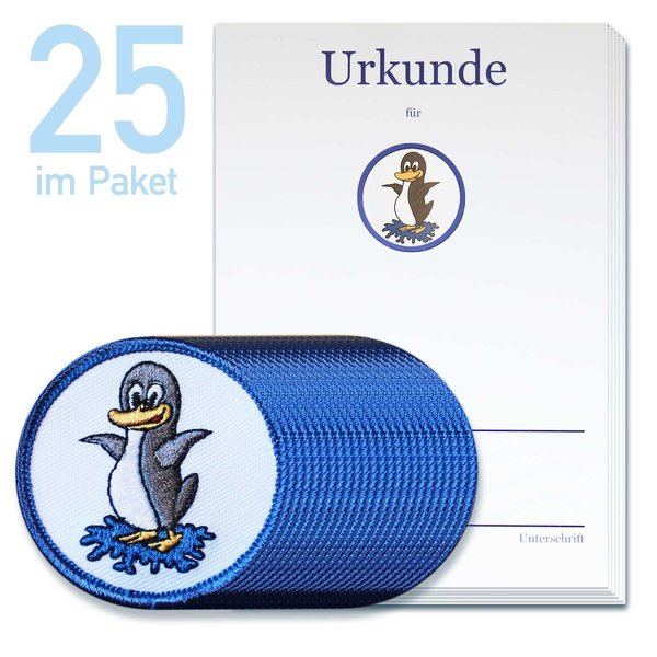 25er Paket Pinguin Abzeichen und Urkunden