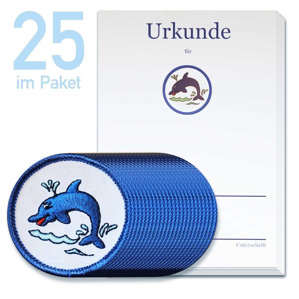 25er Paket Delfin Abzeichen und Urkunden